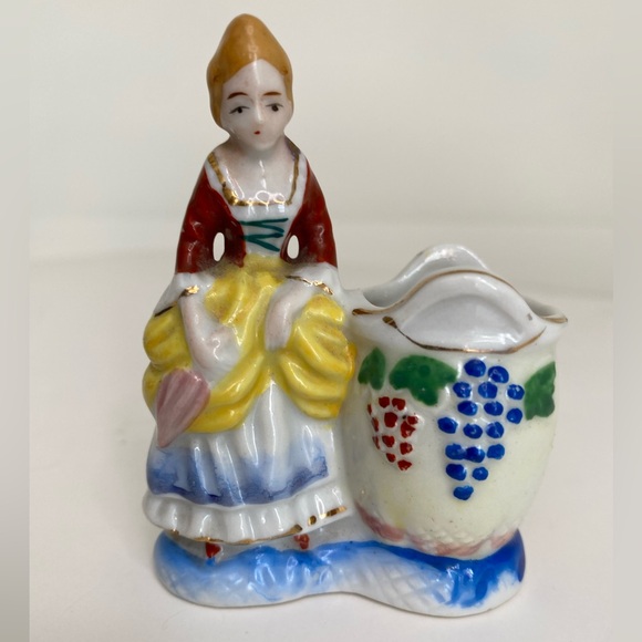 EUC Vtg Porcelain Regency Period Lady Toothpick Holder Made In Occupied Japan - Picture 3 of 7